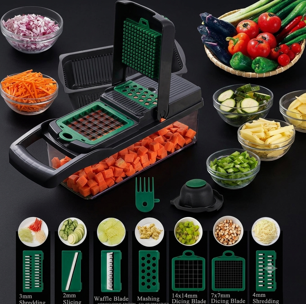 16-in-1 Veggie Slicer – Mandoline Vegetable Chopper, Dicer & Grater Set