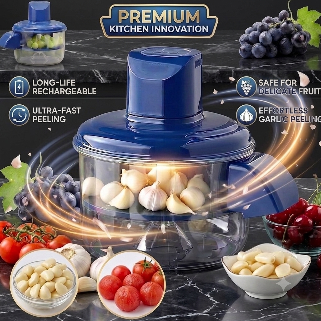 Electric Fruit & Vegetable Peeler – Automatic Grape, Tomato & Garlic Skin Remover