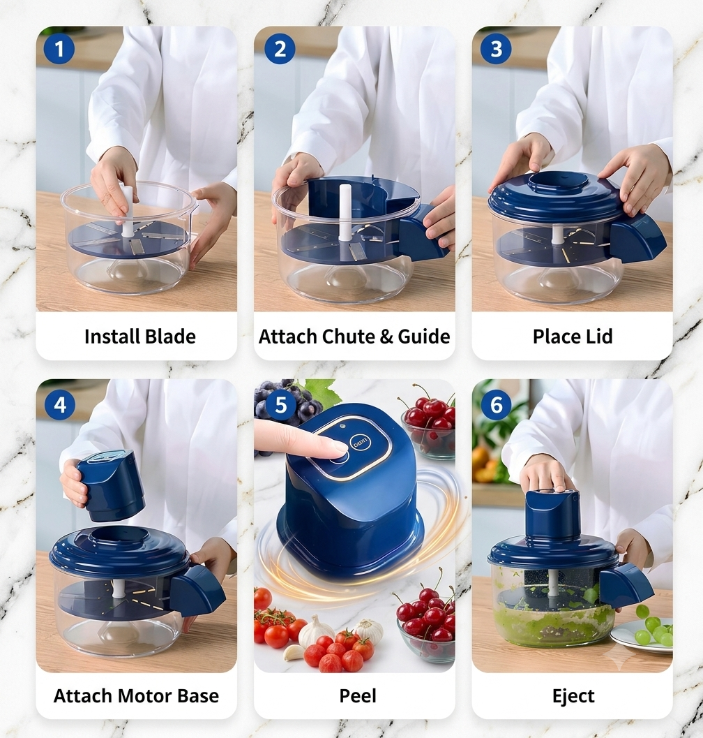 Electric Fruit & Vegetable Peeler – Automatic Grape, Tomato & Garlic Skin Remover