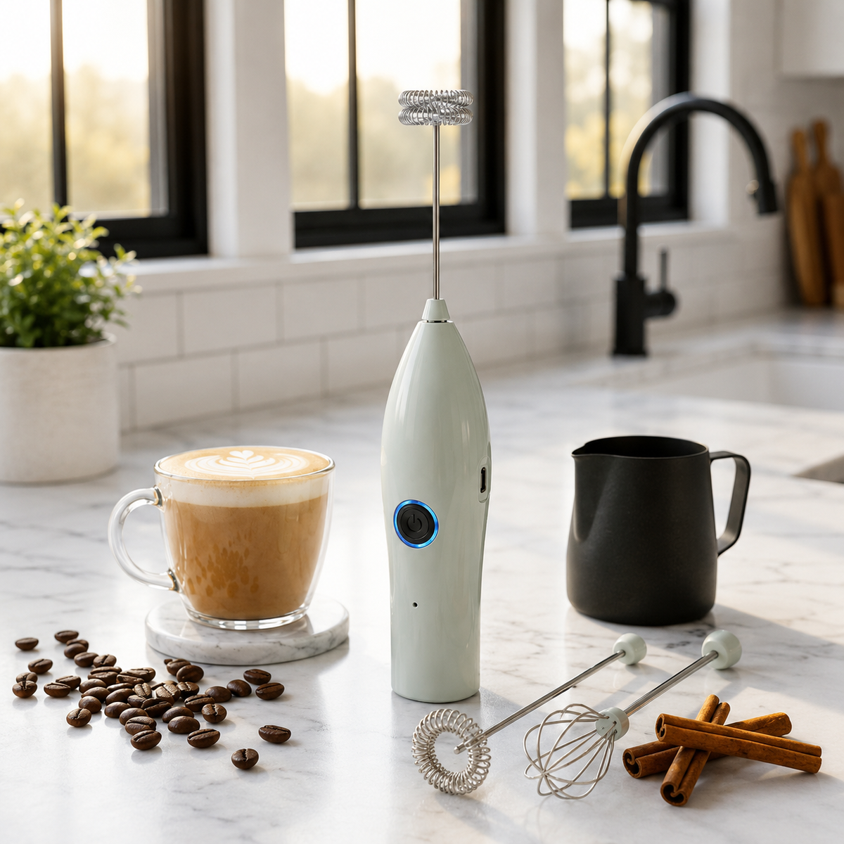2-in-1 USB Speed-Adjustable Frother – 3-Speed-Rechargeable
