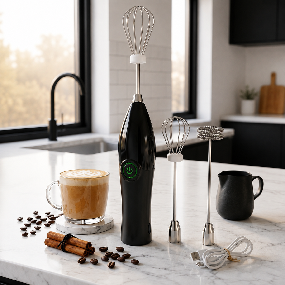 2-in-1 USB Speed-Adjustable Frother – 3-Speed-Rechargeable