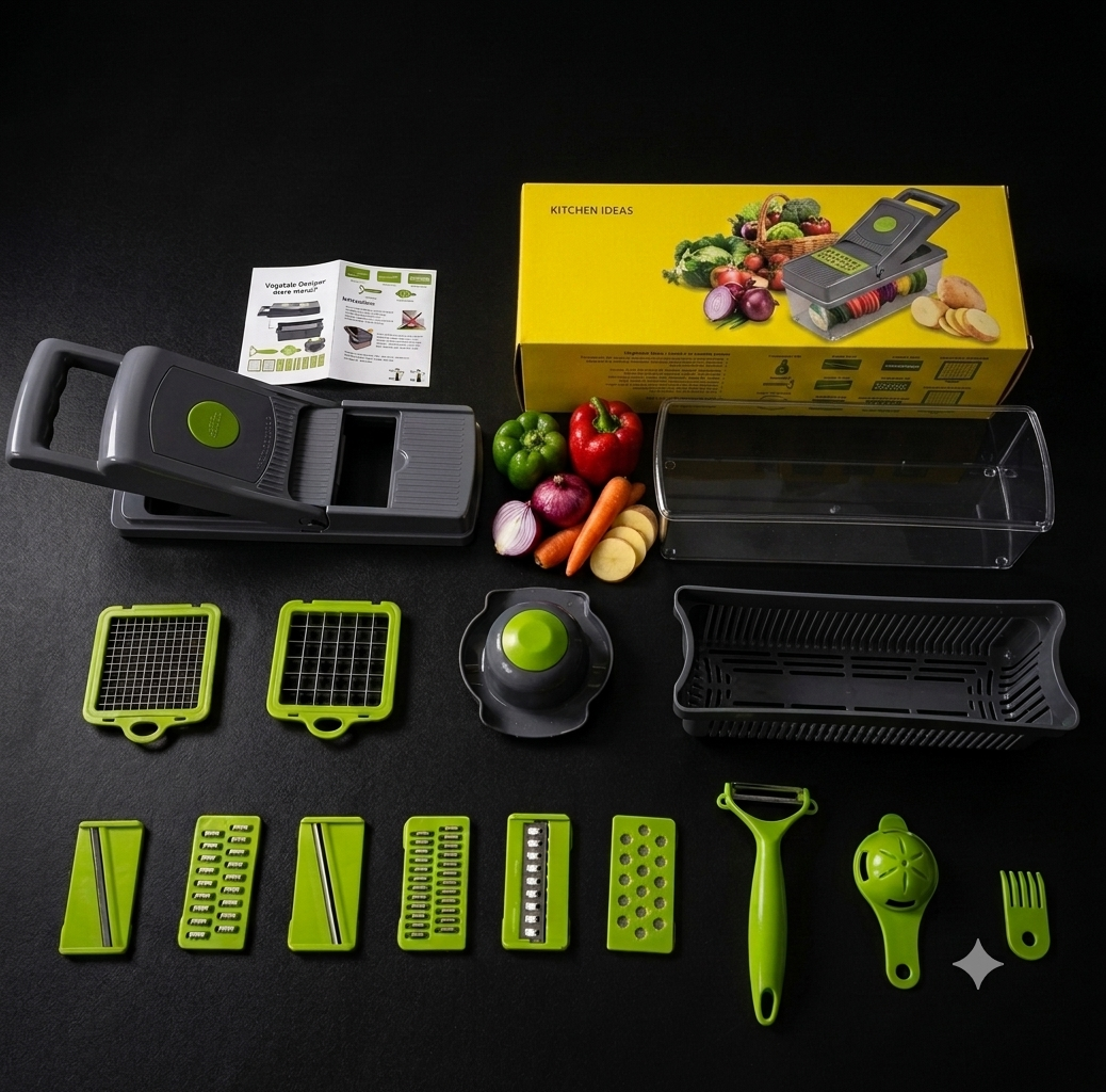 16-in-1 Veggie Slicer – Mandoline Vegetable Chopper, Dicer & Grater Set