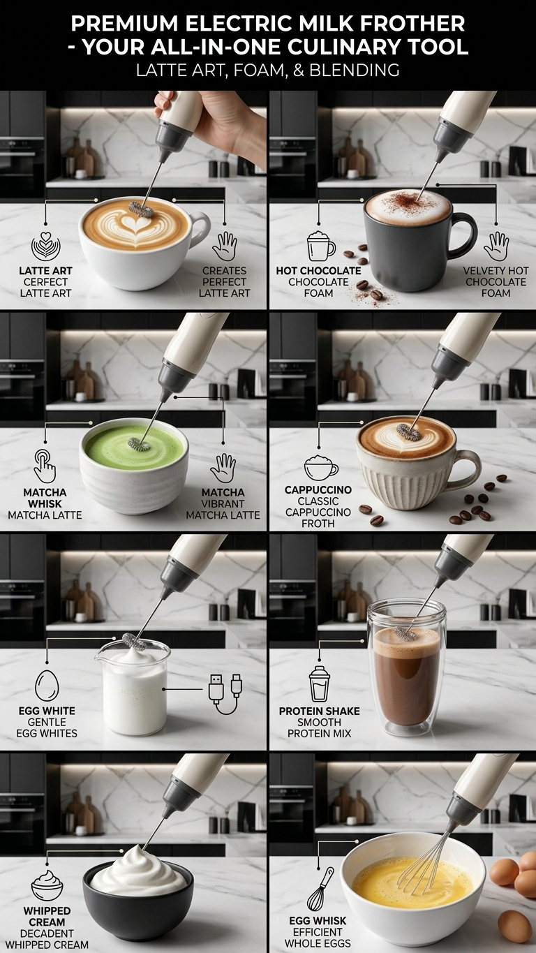 Rechargeable Frother – Handheld Electric Foam Maker for Coffee, Latte & Cappuccino
