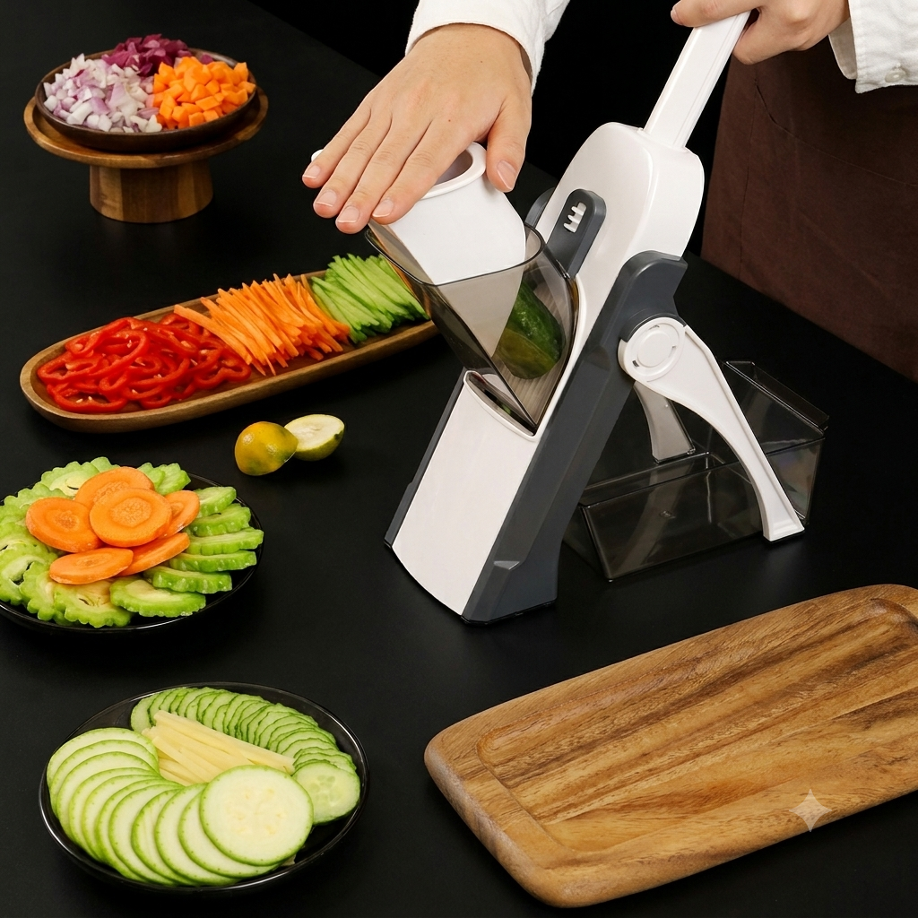 SafeSlice Mandoline – Adjustable Vegetable Slicer, Dicer & Julienne - 30+ Cuts
