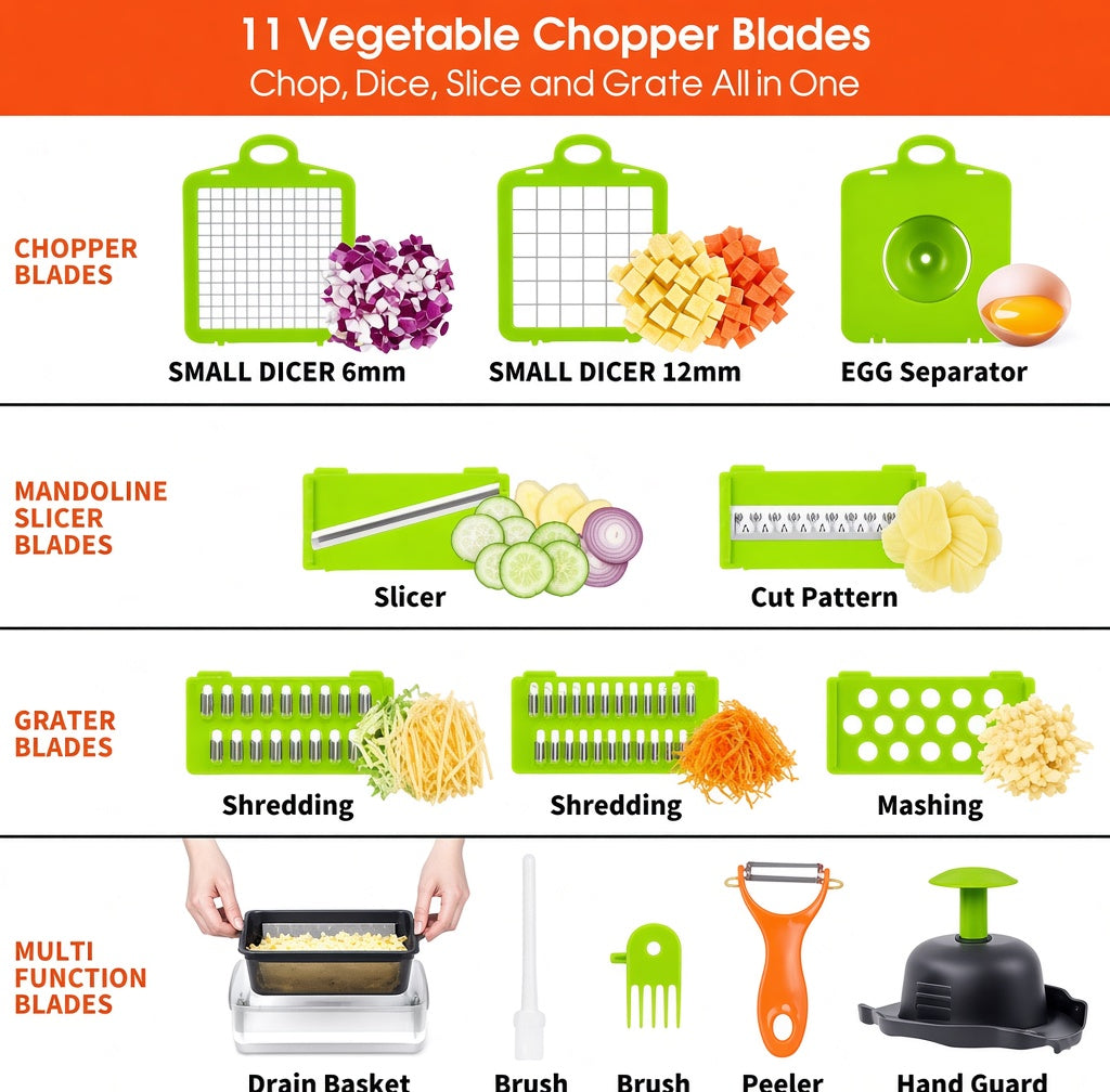 16-in-1 Veggie Slicer – Mandoline Vegetable Chopper, Dicer & Grater Set